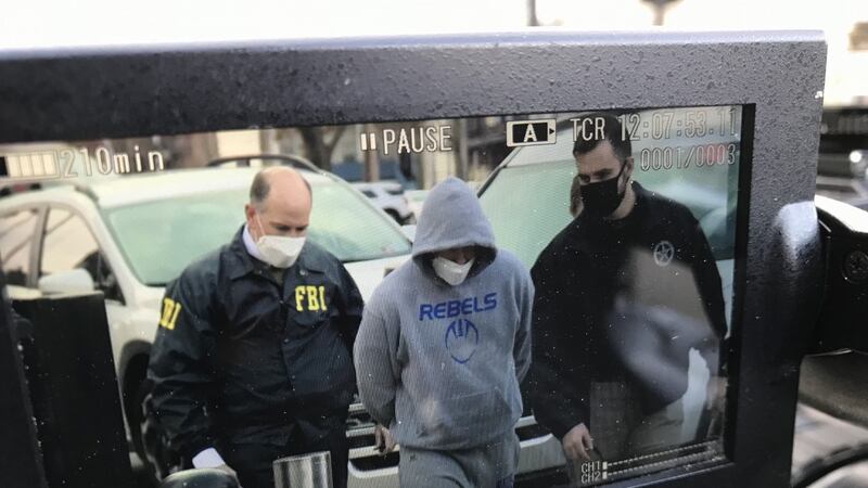 Newly elected W.Va. delegate Derrick Evans (R-WV) is arrested at his home in Wayne County in...