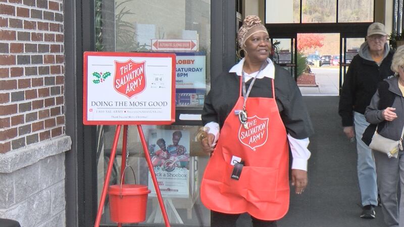 A Salvation Army bell ringer who has been ringing for 35 years helps kick off this year’s Red...