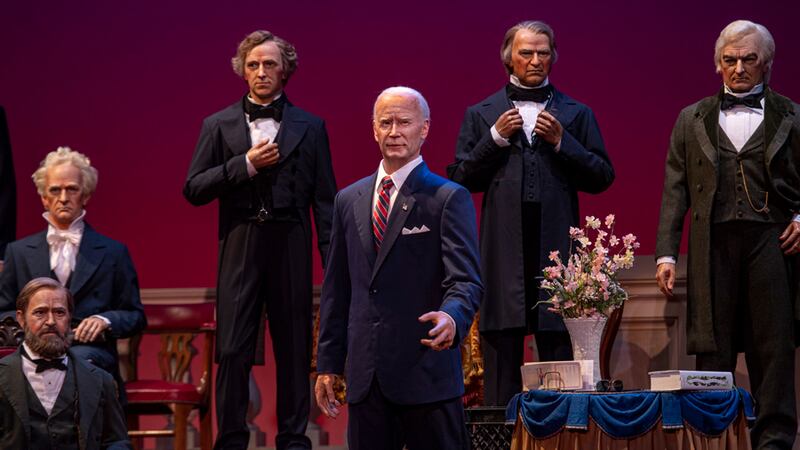 Crews are getting the final touches ready, and President Joe Biden's animatronic will be ready...