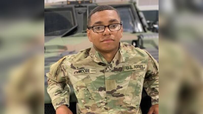 Spc. Corey A. Moore died in a head-on crash on Sunday in Nicholas County.