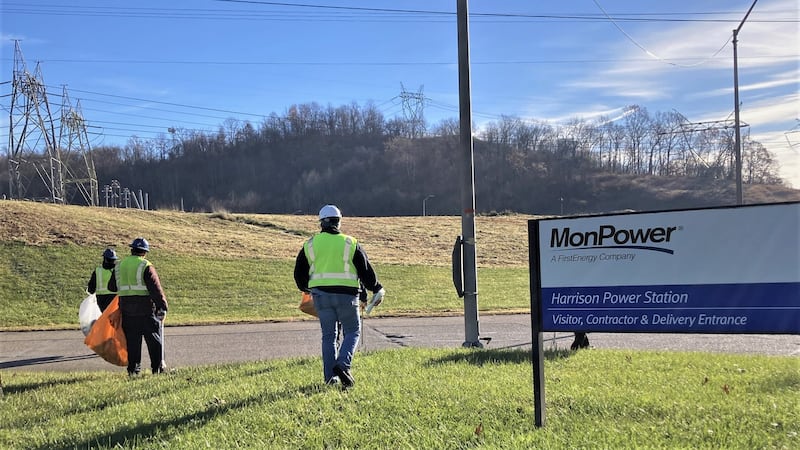 Mon Power volunteers picking up trash along Route 20 in Haywood on Wednesday, Nov. 15.